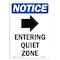 Signmission OSHA Notice, 7" Height, Entering Quiet Zone Sign With Symbol, 7" X 5", Portrait OS-NS-D-57-V-12096 - alternate 1